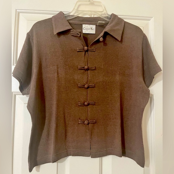 Copper Key Women’s Cropped Shirt, Size Large, Color Brown - Picture 1 of 8